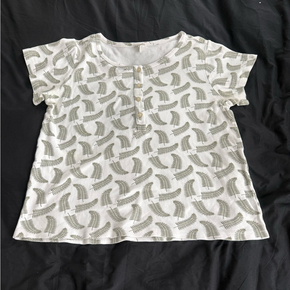 {KATE QUINN} Cotton Leaf Print T-Shirt